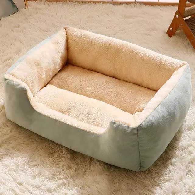 Square Plush Pet Kennel – Warm Winter Sofa Bed for Small Dogs & Cats, Soft Kitten Cushion, Cozy Pet Sleeping House & Accessories