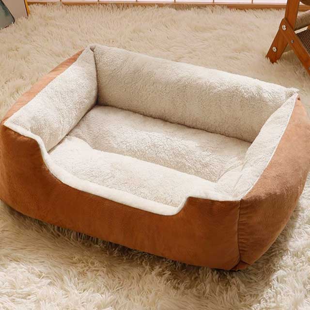 Square Plush Pet Kennel – Warm Winter Sofa Bed for Small Dogs & Cats, Soft Kitten Cushion, Cozy Pet Sleeping House & Accessories