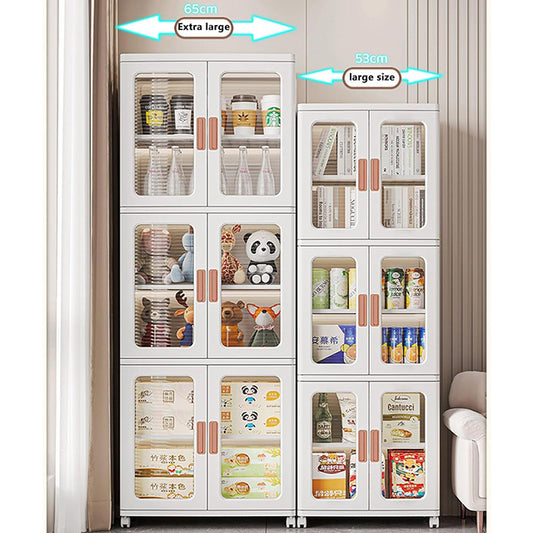 Stackable Storage Bins with Lids – 3-Tier Foldable Plastic Organizer with Double Doors & Wheels | Collapsible Storage Boxes for Home & Office