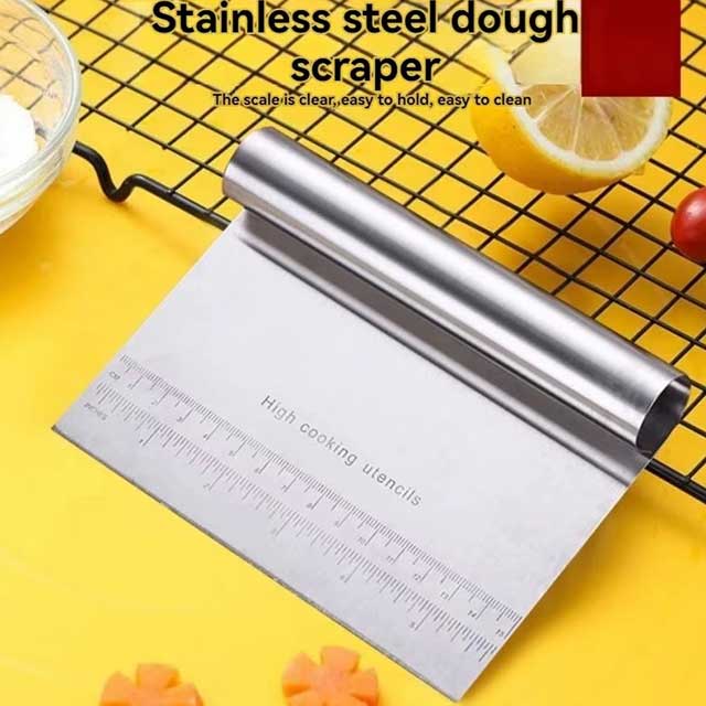 Stainless Steel Baking Scraper – Multipurpose Dough, Cream, Sausage & Cake Cutter Tool