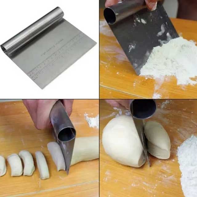Stainless Steel Baking Scraper – Multipurpose Dough, Cream, Sausage & Cake Cutter Tool