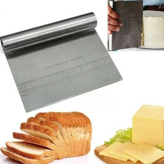Stainless Steel Baking Scraper – Multipurpose Dough, Cream, Sausage & Cake Cutter Tool