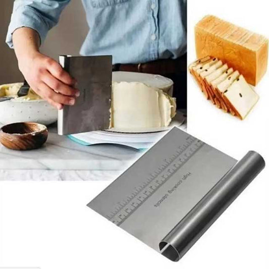 Stainless Steel Baking Scraper – Multipurpose Dough, Cream, Sausage & Cake Cutter Tool