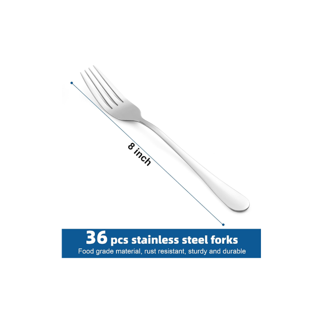 Stainless Steel Dinner Forks (36pcs) – Mirror Polished 8-Inch Cutlery for Home, Kitchen, or Restaurant Use
