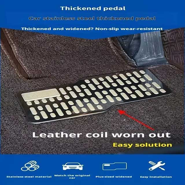 Stainless Steel Non-Slip Car Pedal Mat – Thickened Wear-Resistant Foot Pedal Cover for SUV & Truck, Metal Car Accessories