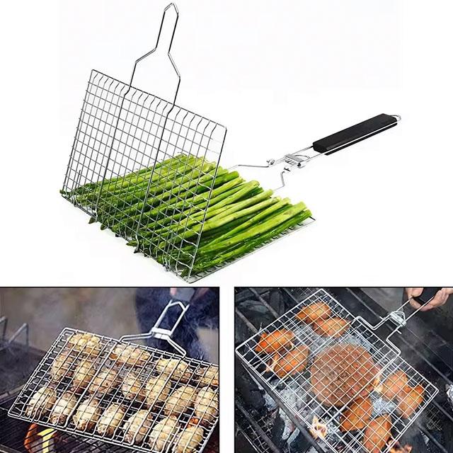 Stainless Steel Non-Stick BBQ Grilling Basket – Mesh Mat for Meat, Vegetables, Steak & Picnic Barbecue