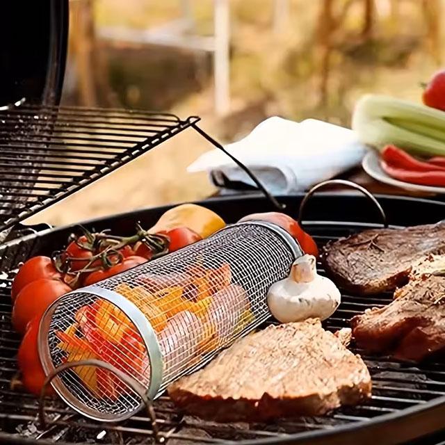 Stainless Steel Portable Barbecue Grill Net – Outdoor Camping BBQ Basket for Grilling