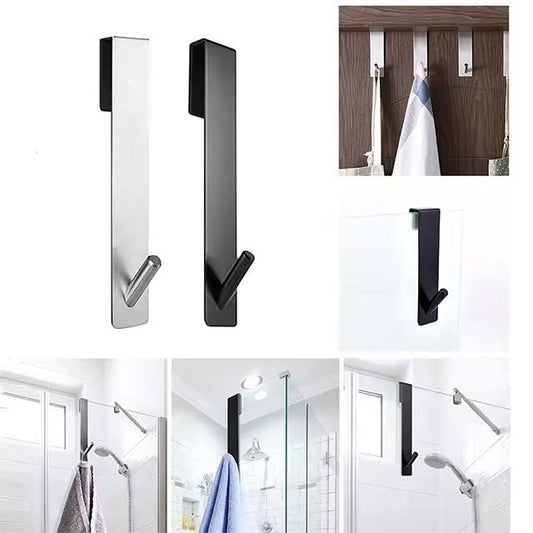 Stainless Steel S-Shape Over Glass Door Shower Towel Rack – Bathroom Bathrobe & Towel Hanger Hooks for Shower Door