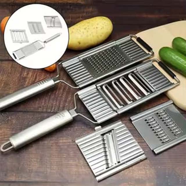 Stainless Steel Vegetable Grater & Shredder – Portable Manual Slicer for Easy & Multi-Purpose Kitchen Use