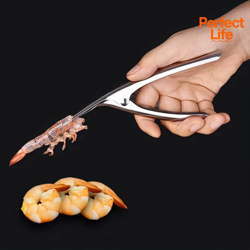 Stainless Steel Shrimp Deveiner & Peeler – Ergonomic Fishbone Design Seafood Peeling Tool