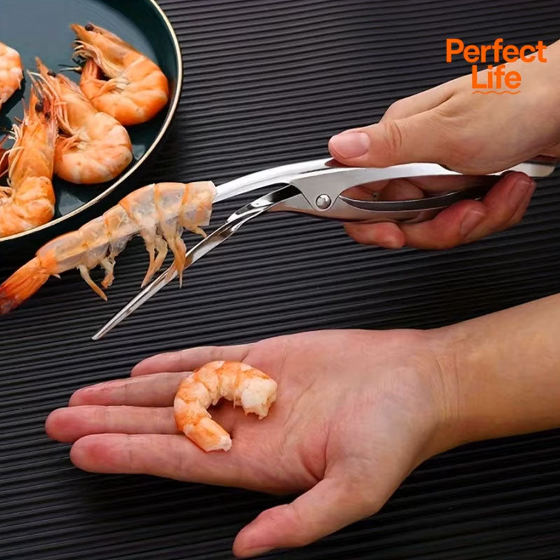 Décortiqueur et déveineur de crevettes en acier inoxydable – Outil à fruits de mer ergonomique en forme d'arête de poisson