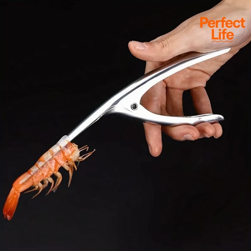 Décortiqueur et déveineur de crevettes en acier inoxydable – Outil à fruits de mer ergonomique en forme d'arête de poisson