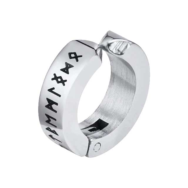 Stainless Steel Viking Rune Hoop Earrings – 12mm Huggie Earrings for Men & Women | Norse Unisex Jewelry