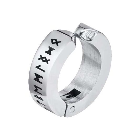 Stainless Steel Viking Rune Hoop Earrings – 12mm Huggie Earrings for Men & Women | Norse Unisex Jewelry