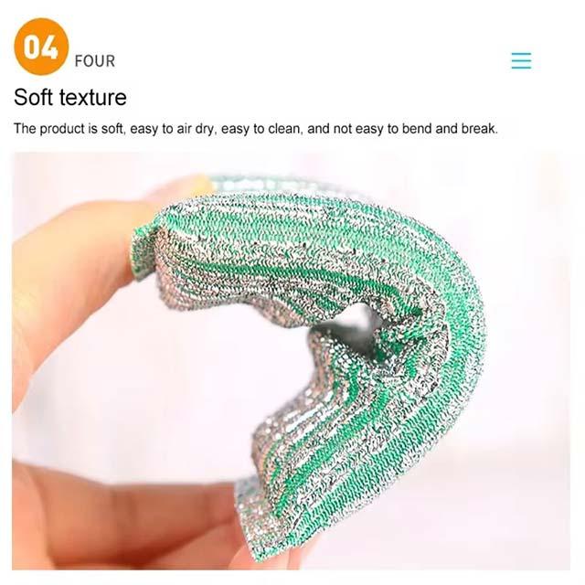 4PCS Stainless Steel Wire Scouring Sponge – Decontamination Scrubber for Cleaning Bowls, Dishes & Pots