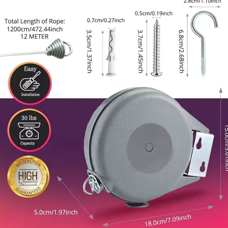 Étendoir à linge extensible sans perçage – Séchoir à linge pliable antidérapant épaissi pour utilisation intérieure et extérieure, Organisateur de linge robuste (Gris)