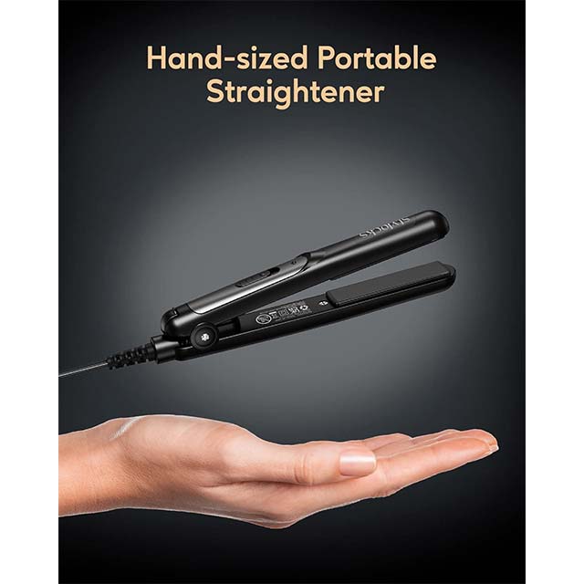 Stylocks Mini Hair Straightener – Compact Travel-Size Ceramic Styling Tool for Quick &amp; Easy Short Hair Styling (Black)