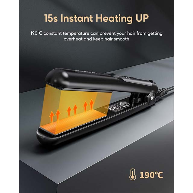 Stylocks Mini Hair Straightener – Compact Travel-Size Ceramic Styling Tool for Quick &amp; Easy Short Hair Styling (Black)