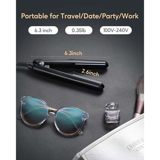 Stylocks Mini Hair Straightener – Compact Travel-Size Ceramic Styling Tool for Quick &amp; Easy Short Hair Styling (Black)