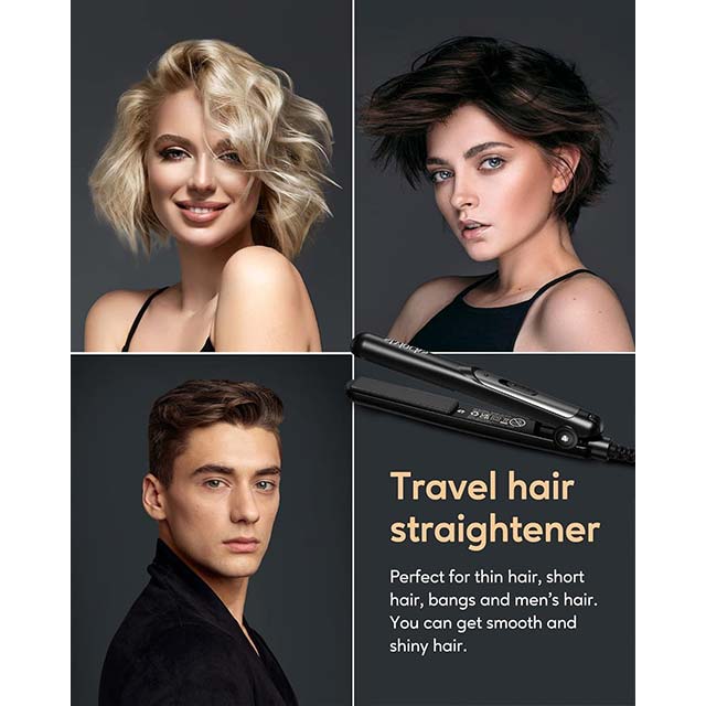 Stylocks Mini Hair Straightener – Compact Travel-Size Ceramic Styling Tool for Quick &amp; Easy Short Hair Styling (Black)