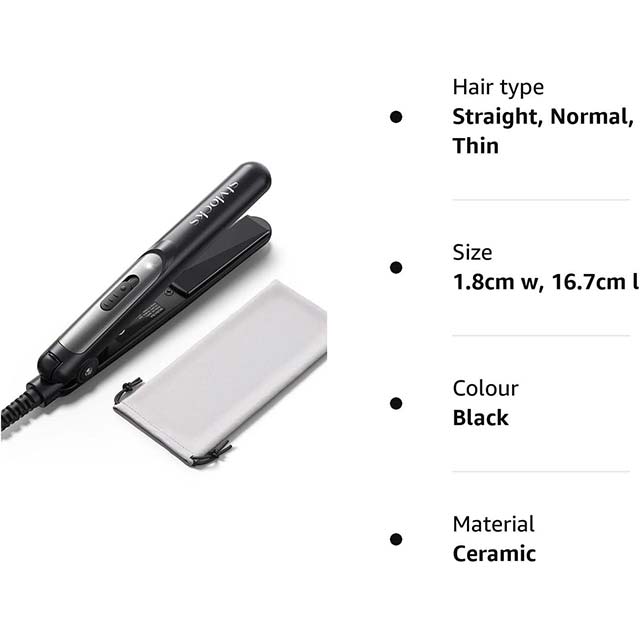 Stylocks Mini Hair Straightener – Compact Travel-Size Ceramic Styling Tool for Quick &amp; Easy Short Hair Styling (Black)