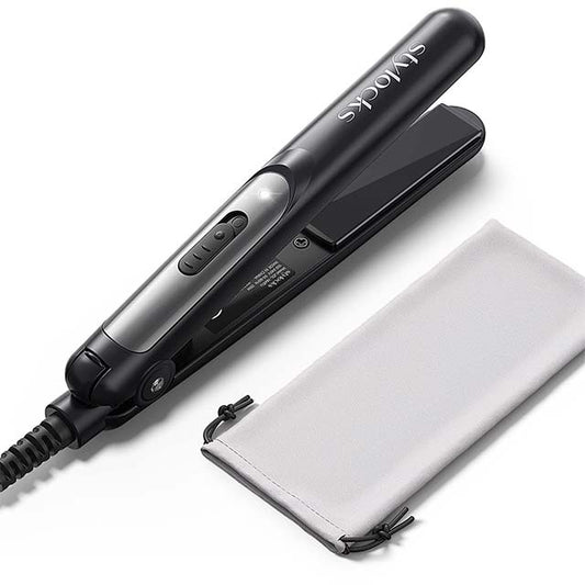 Stylocks Mini Hair Straightener – Compact Travel-Size Ceramic Styling Tool for Quick &amp; Easy Short Hair Styling (Black)