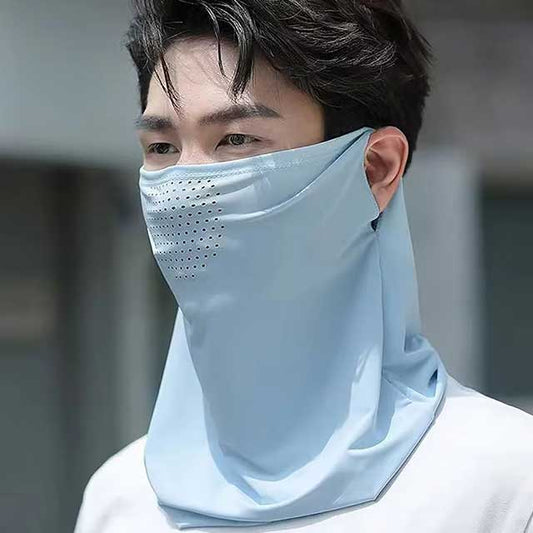 Summer Ice Silk Face Mask with Brim – UV Protection Sun Hat & Outdoor Face Cover for Women | Breathable Sunscreen Shield