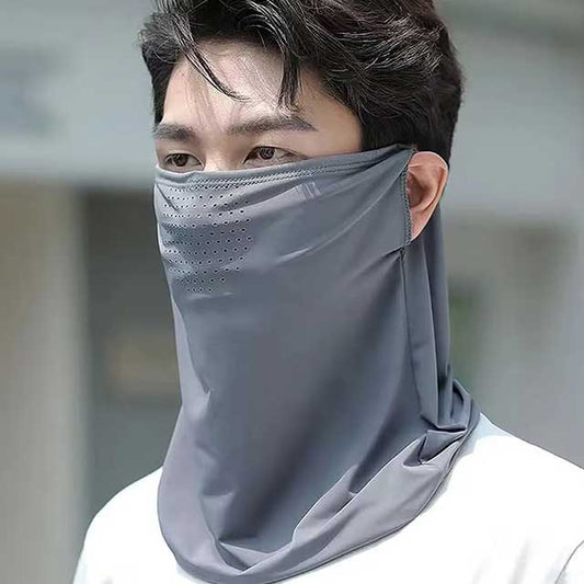 Summer Ice Silk Face Mask with Brim – UV Protection Sun Hat & Outdoor Face Cover for Women | Breathable Sunscreen Shield