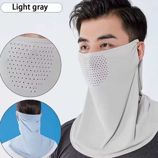 Summer Ice Silk Face Mask with Brim – UV Protection Sun Hat & Outdoor Face Cover for Women | Breathable Sunscreen Shield