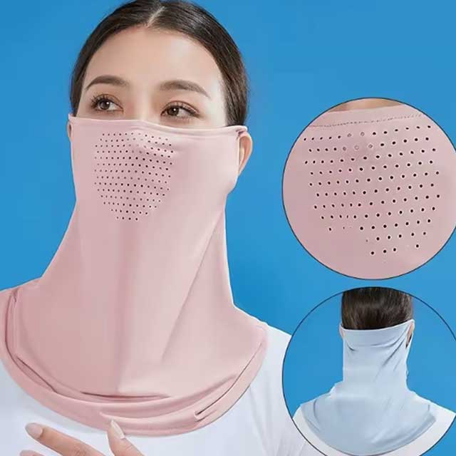 Summer Ice Silk Face Mask with Brim – UV Protection Sun Hat & Outdoor Face Cover for Women | Breathable Sunscreen Shield