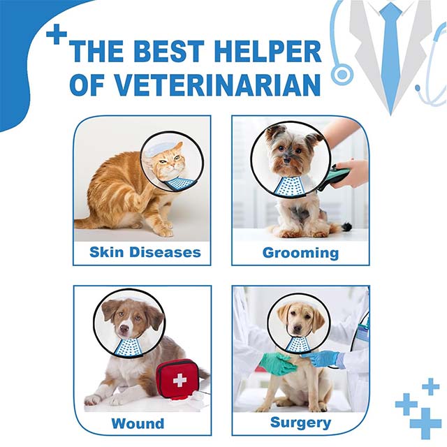 Supet Adjustable White PVC Pet Cone Collar for Dogs – Durable Post-Surgical Recovery &amp; Wound Protection Neck Cone