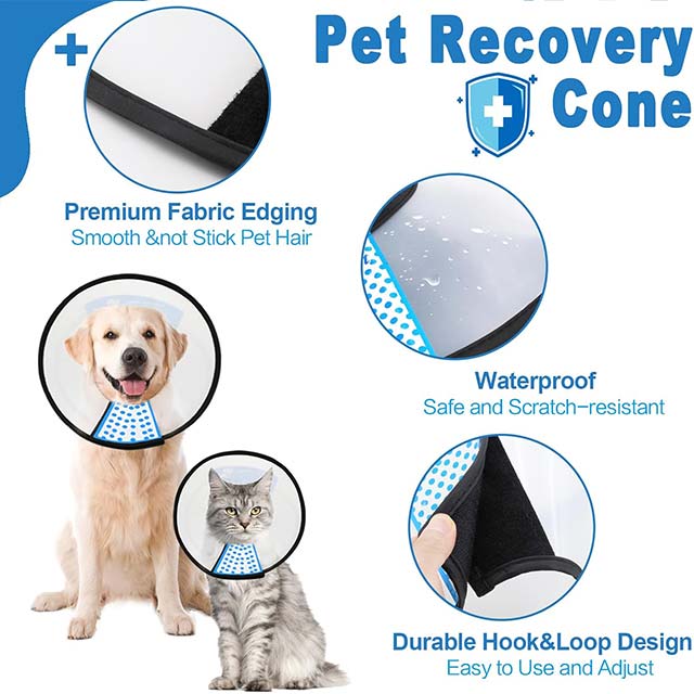 Supet Adjustable White PVC Pet Cone Collar for Dogs – Durable Post-Surgical Recovery &amp; Wound Protection Neck Cone