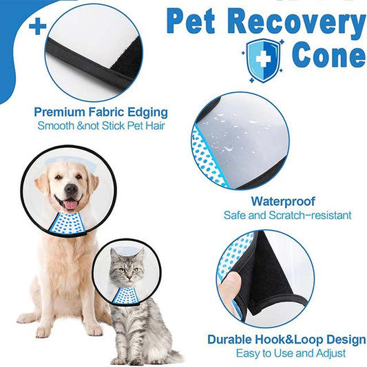 Supet Adjustable White PVC Pet Cone Collar for Dogs – Durable Post-Surgical Recovery &amp; Wound Protection Neck Cone