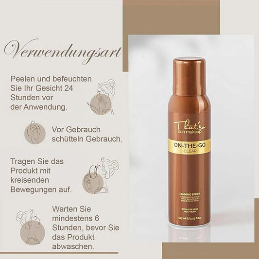 THAT'SO On the Go Facial Tanning Spray – Clear, 125 ml Streak-Free, Natural Glow (Pack of 1)