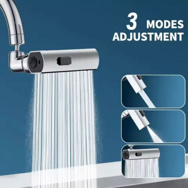 Three-Level Waterfall Universal Faucet Extension - Splash-Proof Rotatable Vegetable Washer & Universal Connecting Box