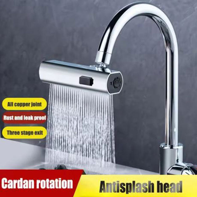 Three-Level Waterfall Universal Faucet Extension - Splash-Proof Rotatable Vegetable Washer & Universal Connecting Box