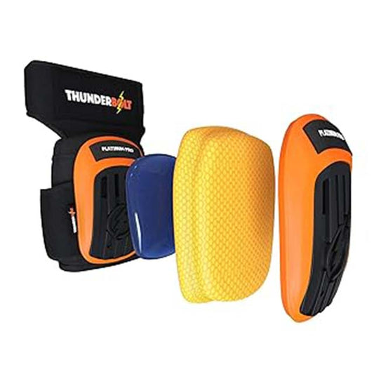 Thunderbolt Heavy-Duty Knee Pads for Construction, Gardening &amp; Cleaning – Dual Gel Foam Cushion with Adjustable Non-Slip Straps (Orange, 1 Pc)