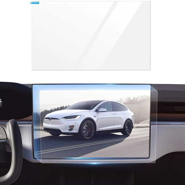 Topfit Model S/X Screen Protector for 2021-2022 – Matte Anti-Glare, Fingerprint Resistant Tempered Glass with Center Control Touch Navigation