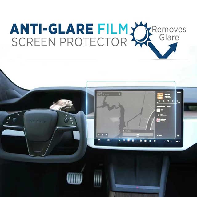 Topfit Model S/X Screen Protector for 2021-2022 – Matte Anti-Glare, Fingerprint Resistant Tempered Glass with Center Control Touch Navigation