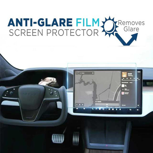 Topfit Model S/X Screen Protector for 2021-2022 – Matte Anti-Glare, Fingerprint Resistant Tempered Glass with Center Control Touch Navigation