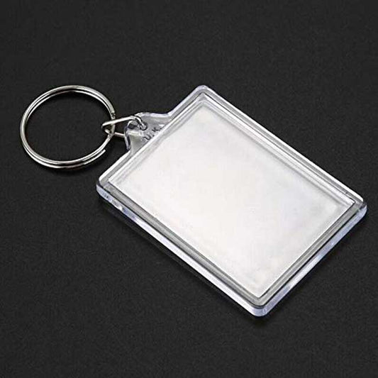 Transparent Acrylic Photo Keychain – Blank Insert Picture Frame with Plastic Ring &amp; Chain for Custom Photos