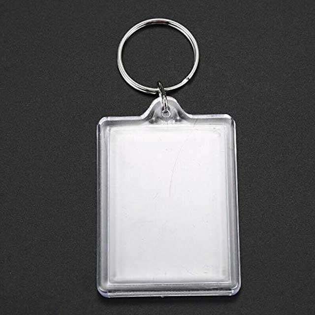 Transparent Acrylic Photo Keychain – Blank Insert Picture Frame with Plastic Ring &amp; Chain for Custom Photos