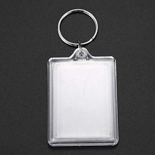 Transparent Acrylic Photo Keychain – Blank Insert Picture Frame with Plastic Ring &amp; Chain for Custom Photos