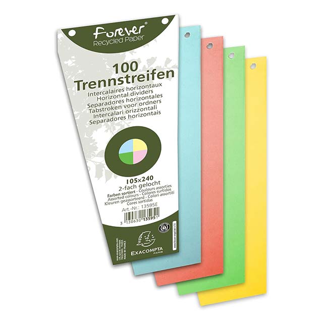 100-Pack Eco-Friendly Trapezoidal Dividers with Protective Film – Plain Perforated Recycled Paper Filing Tabs