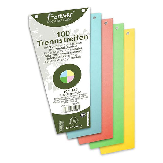 100-Pack Eco-Friendly Trapezoidal Dividers with Protective Film – Plain Perforated Recycled Paper Filing Tabs