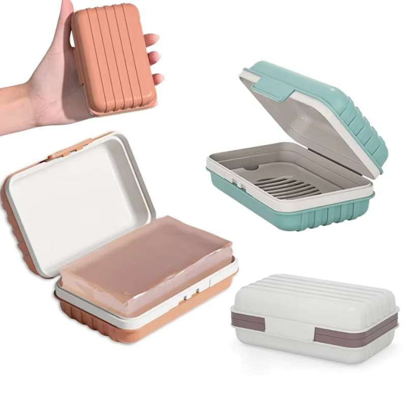 Travel Soap Box with Leak-Proof Lid – Portable Waterproof Soap Case for Home & Travel – Keep Soap Dry & Mess-Free – Durable Plastic Soap Dish for Gym, Camping, and Business Trips (White / Blue / Orange)