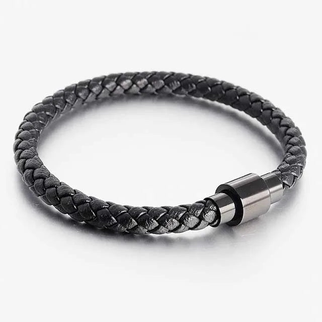 Trendy Leather Men Bracelet Stainless Steel Clasp EGBT176 gallery img 2 jpg
