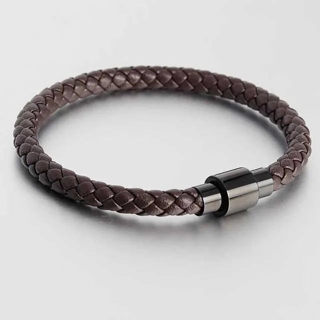Trendy Leather Men Bracelet Stainless Steel Clasp EGBT176 gallery img 5 jpg
