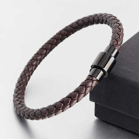 Trendy Leather Men Bracelet Stainless Steel Clasp EGBT176 gallery img 6