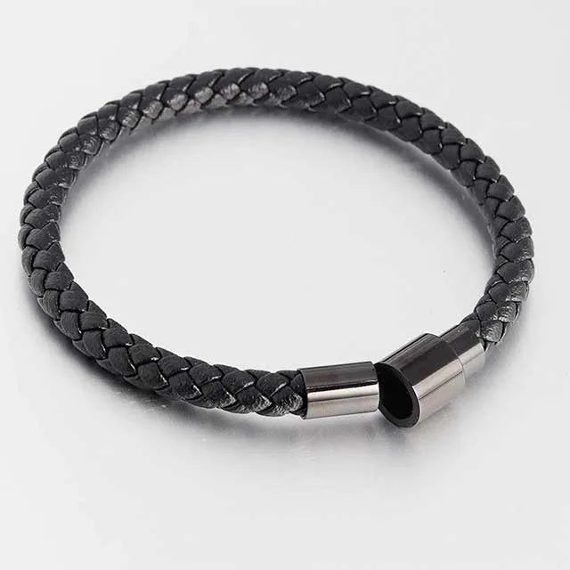 Trendy Leather Men Bracelet Stainless Steel Clasp EGBT176 gallery img 9 jpg